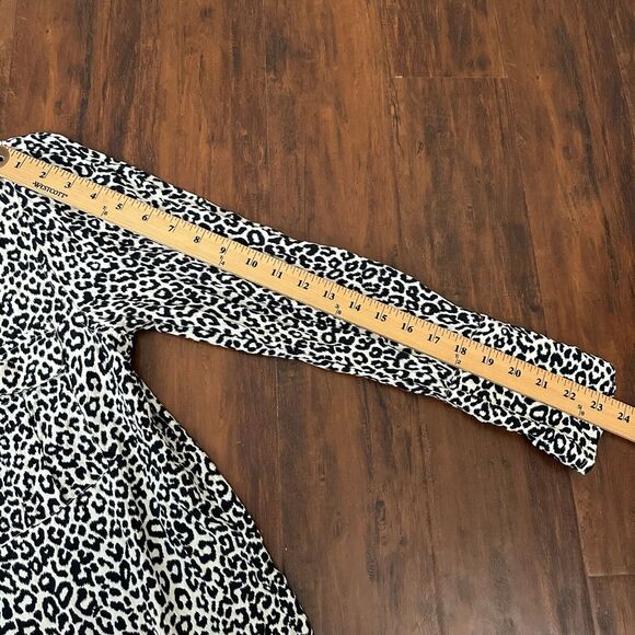 SOMETHING NAVY Leopard Print Button-Up Long Sleeve Shirt in Cream/Black - Picture 10 of 10